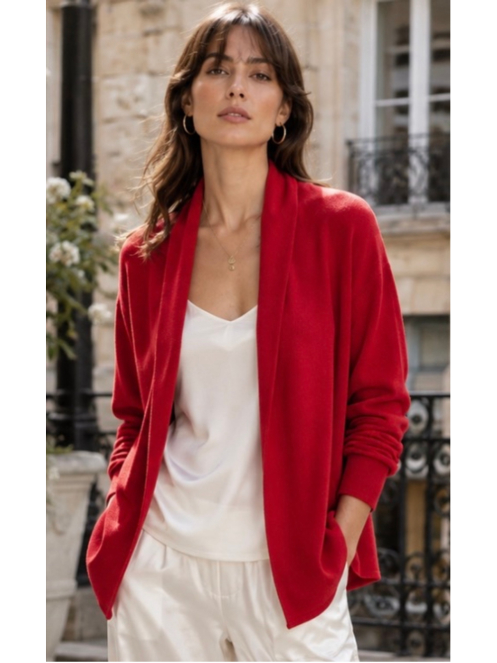 Women's Neiman Marcus 100% Cashmere Cardigan Sweater Red Size M